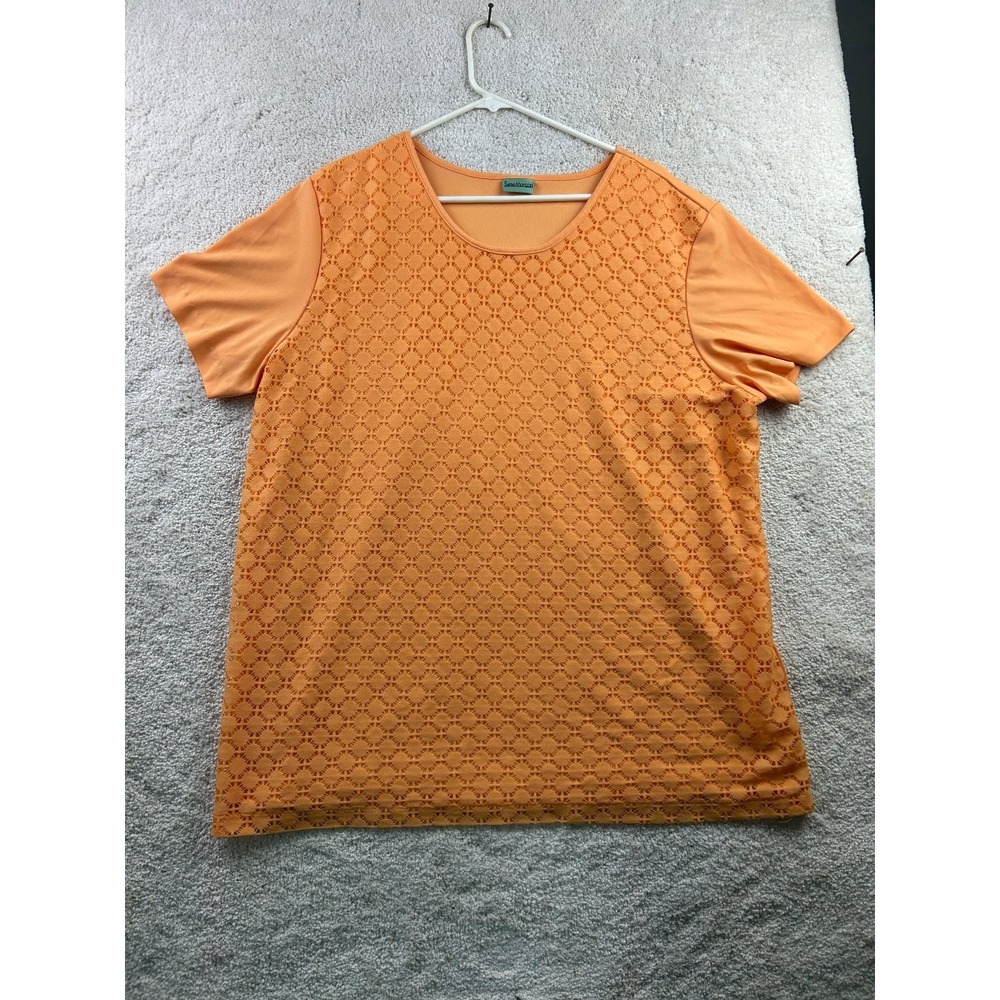 Sara Morgan Women's Orange 3X Top‎ Eyelet Lace Polyester